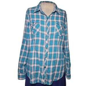 Plaid Cotton Button Down Size Medium